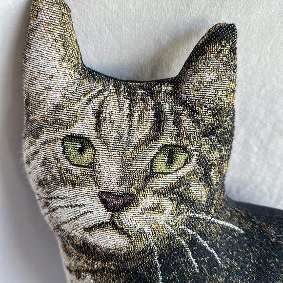 Vintage primitive folk art stuffed cat pillow or decor - Picture 3 of 4